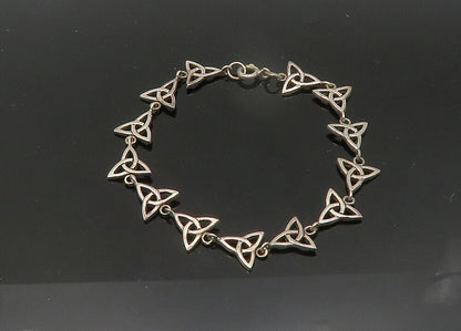PETER STONE 925 Sterling Silver  Vintage Celtic Knot Chain Bracelet  BT8636
