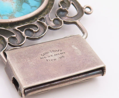 925 Sterling Silver Vintage Bracelet DANECRAFT Oval Turquoise Wide Link  BT11859