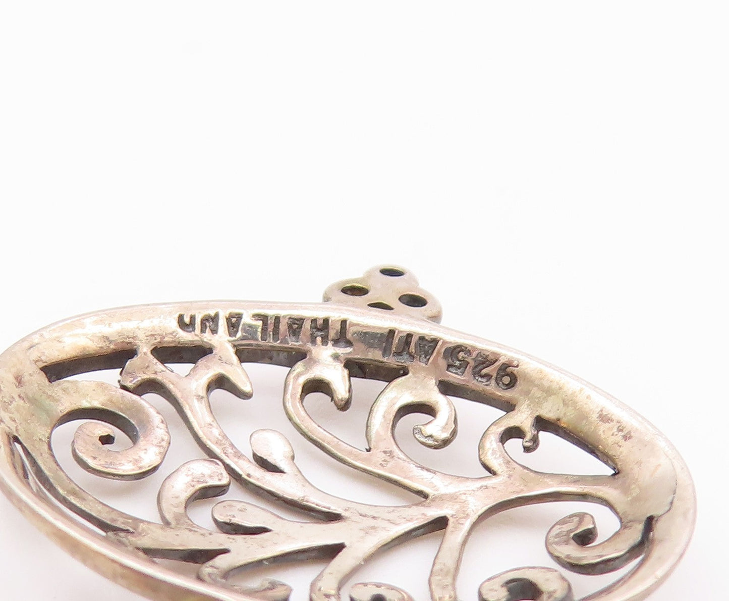 925 Sterling Silver  Vintage Openwork Vine Cutout Drop Pendant  PT21413
