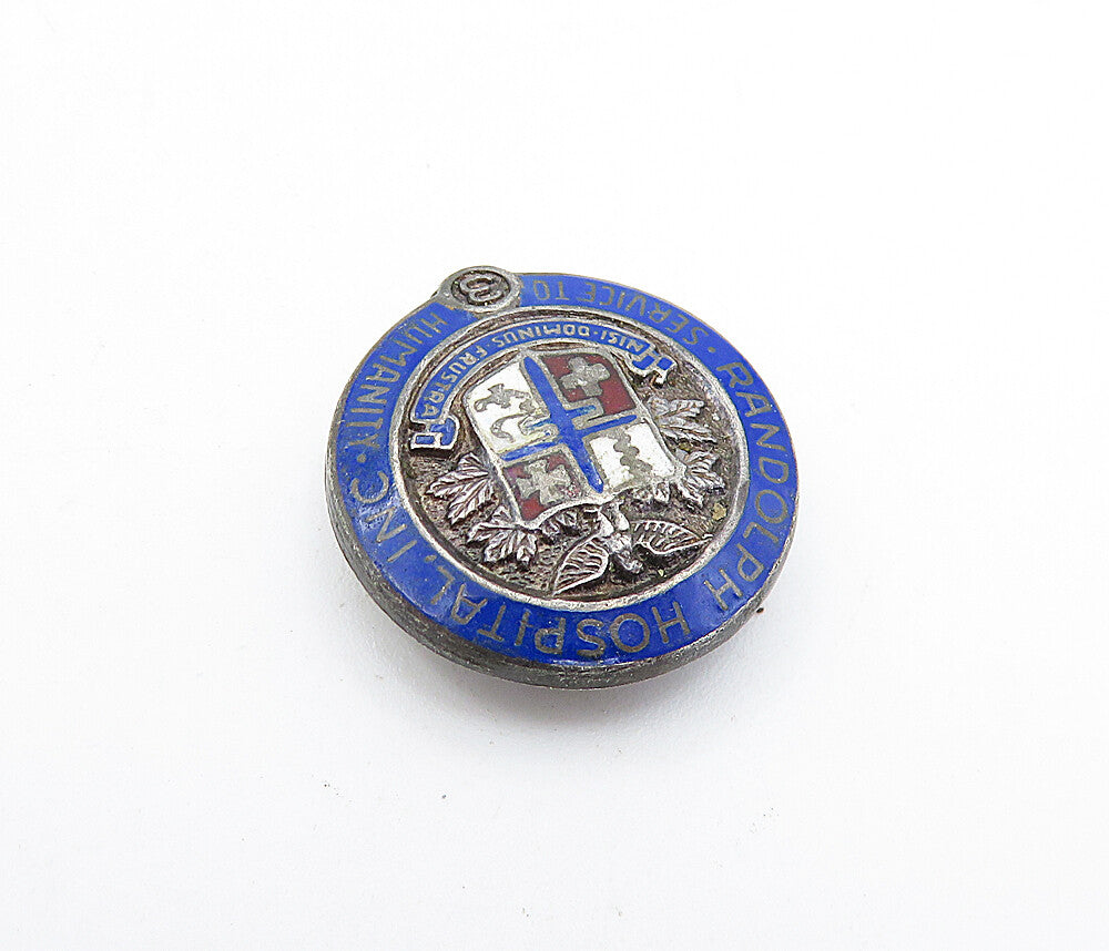 POLLACK CHICAGO 925 Silver  Vintage Enamel Coated Shield Brooch Pin  BP1708