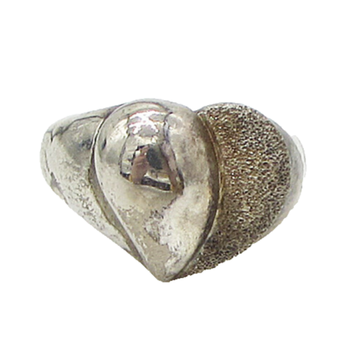 925 Sterling Silver  Vintage Dark Tone Love Heart Band Ring Sz 8  RG3303