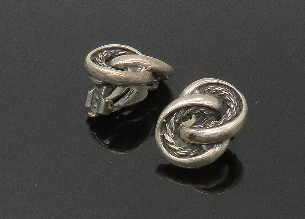 925 Sterling Silver  Vintage Rope Twist Knot Non Pierce Earrings  EG11045