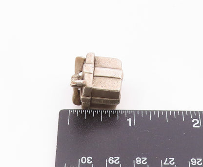925 Sterling Silver  Vintage Sculpted Wrapped Gift Box Pendant  PT20206