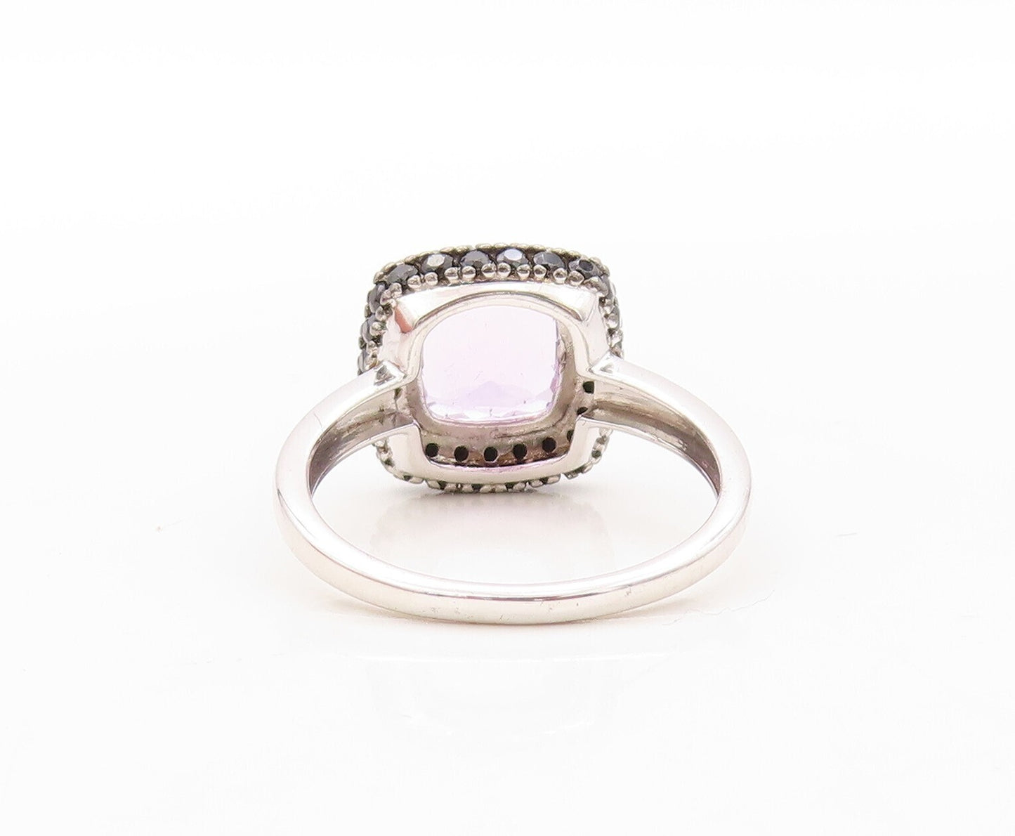 925 Sterling Silver Vintage Ring Square Amethyst Halo Spinel  Sz 7  RG30879
