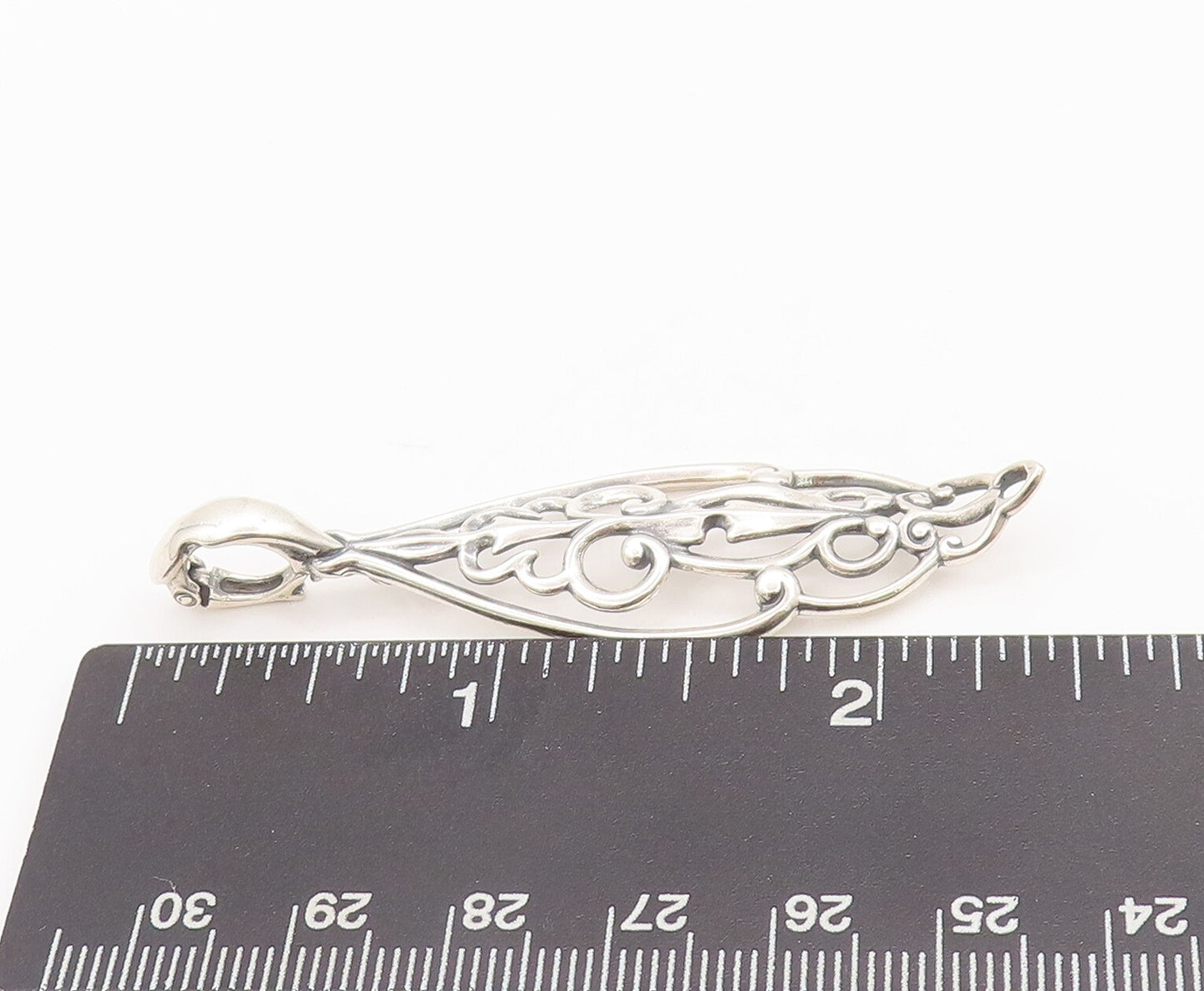 925 Sterling Silver Vintage Pendant CAROLYN POLLACK Drop Swirly Carved  PT22756