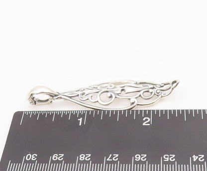 925 Sterling Silver Vintage Pendant CAROLYN POLLACK Drop Swirly Carved  PT22756