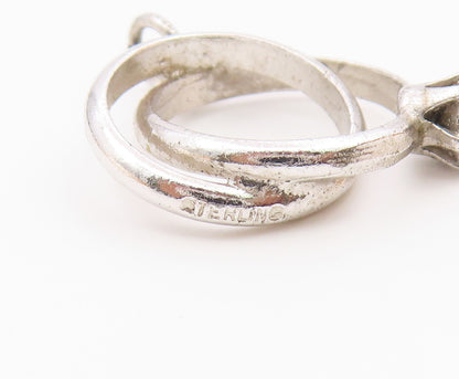 925 Silver  Vintage Engagement Ring & Wedding Band Motif Pendant  PT16328