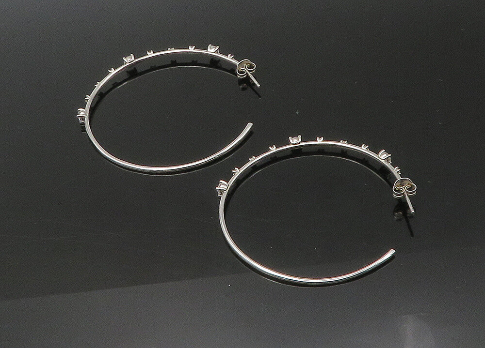 925 Sterling Silver  Vintage Sparkling Cubic Zirconia JHoop Earrings  EG10932