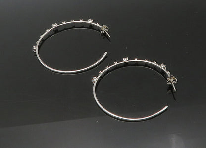 925 Sterling Silver  Vintage Sparkling Cubic Zirconia JHoop Earrings  EG10932