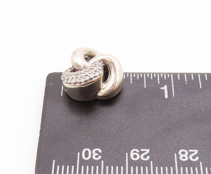 925 Sterling Silver Vintage Pendant Genuine Diamonds Inlay 3 Loops  PT23796