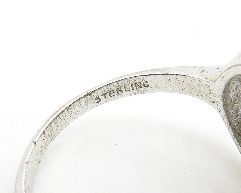 925 Sterling Silver  Vintage Sparkling Open Floral Band Ring Sz 6.5  RG10213