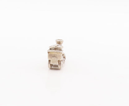 925 Sterling Silver Vintage Pendant Mini Carved Train Engine Charm  PT23472