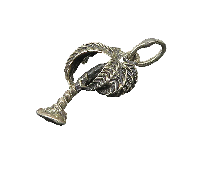 925 Sterling Silver  Vintage Petite Oxidized Palm Tree Motif Pendant  PT17151