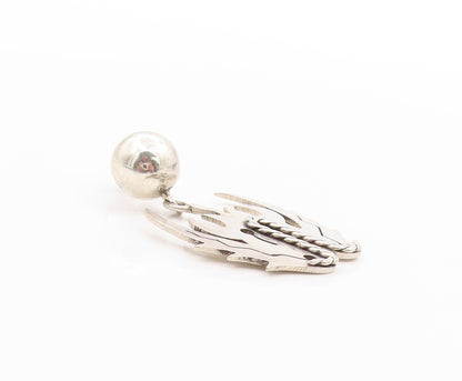 925 Sterling Silver Vintage Earrings Mythical Wings Cut Out Design Studs EG13691