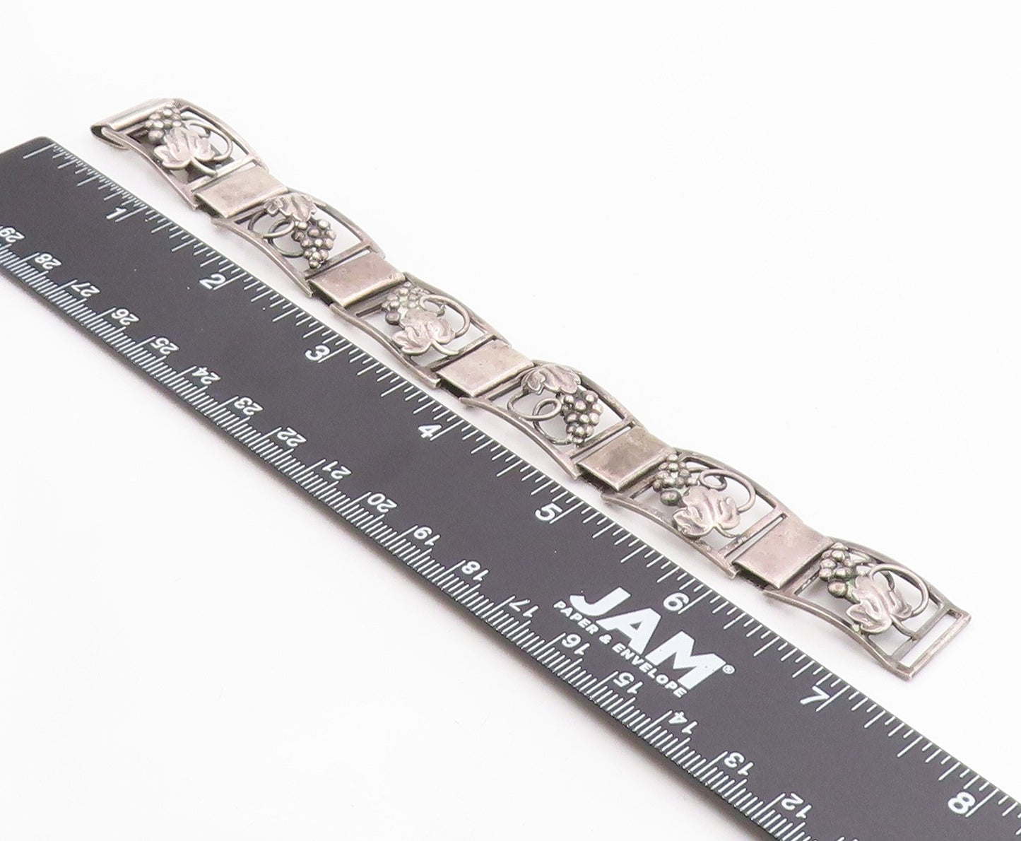 925 Sterling Silver Vintage Bracelet MUNKSGAARD DENMARK Grapes & Leaf  BT12041