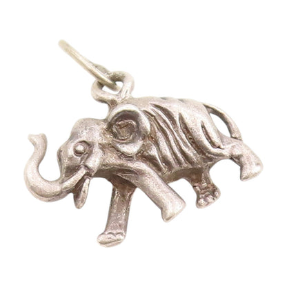 925 Sterling Silver Vintage Pendant Carved Good Luck Elephant Charm  PT25392