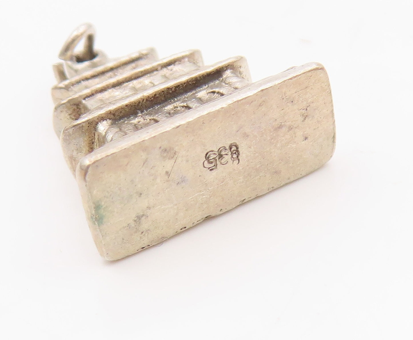 925 Sterling Silver  Vintage Three Floors House Motif Pendant  PT21495