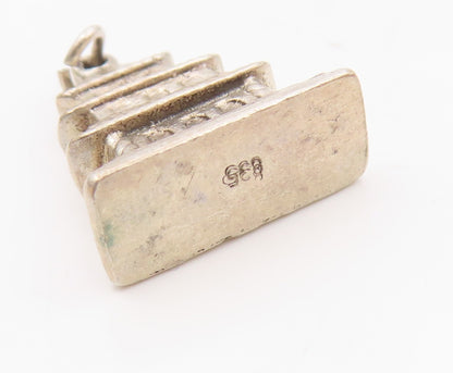 925 Sterling Silver  Vintage Three Floors House Motif Pendant  PT21495