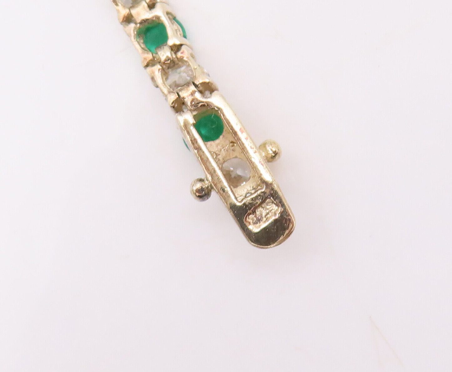 925 Sterling Silver Vintage Bracelet Gold Plated Round Green White Topaz BT10621