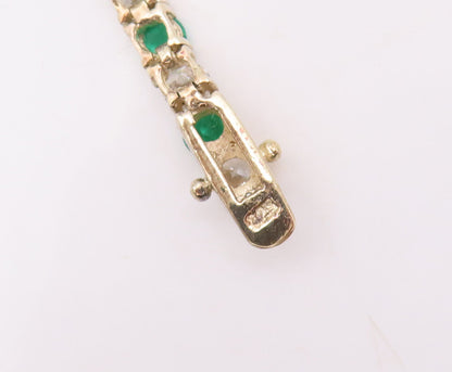 925 Sterling Silver Vintage Bracelet Gold Plated Round Green White Topaz BT10621