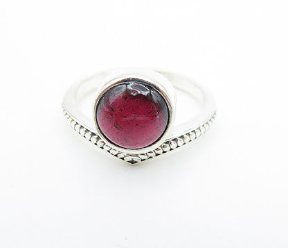 925 Sterling Silver  Cabochon Cut Topaz Shiny Pointed Band Ring Sz 7  RG8042