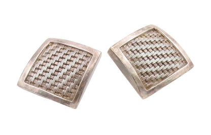 925 Sterling Silver Vintage Earrings LOIS HILL Basketweave Clip On  EG14086