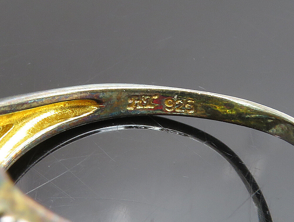 925 Silver  Vintage Two Tone Garnet & Topaz Floral Swirl Ring Sz 10  RG25309
