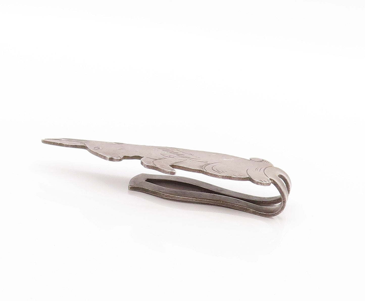 925 Sterling Silver Vintage Tie Clip Antique Joan Leaping Bunny Cut Out  TR3969