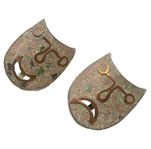 MEXICO 925 Silver  Vintage Drama Theater Masks Non Pierce Earrings  EG9744