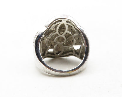 925 Sterling Silver  Genuine Diamonds Twist Knot Cocktail Ring Sz 7  RG12484