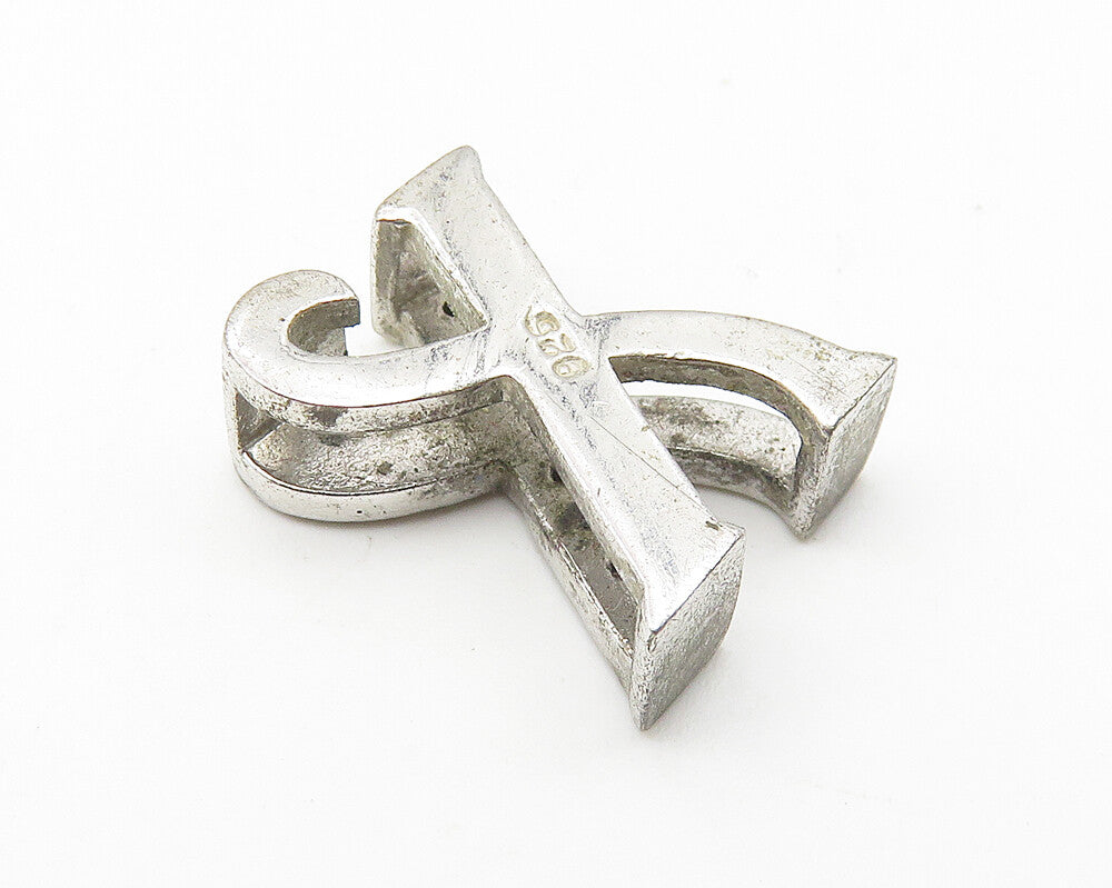 925 Sterling Silver  Vintage White Topaz Letter X Initial Pendant  PT8274