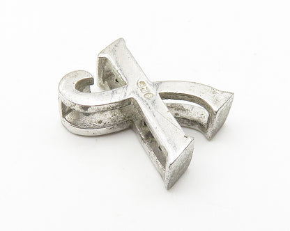 925 Sterling Silver  Vintage White Topaz Letter X Initial Pendant  PT8274