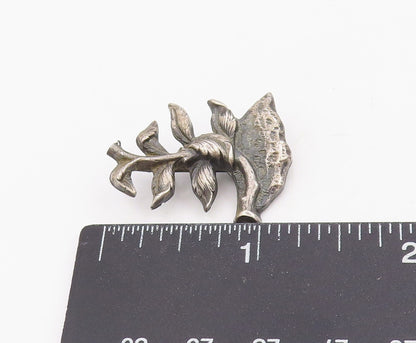 925 Sterling Silver Vintage Brooch Pin Botanical Floral Leaf Sculpture  BP12245