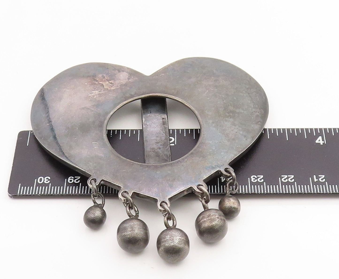 925 Sterling Silver Vintage Pendant IONE TISSOT Large Modern Love Heart  PT25895