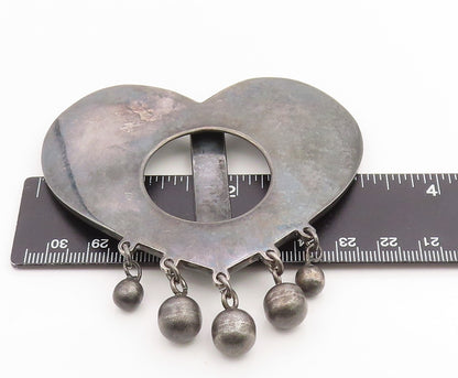 925 Sterling Silver Vintage Pendant IONE TISSOT Large Modern Love Heart  PT25895