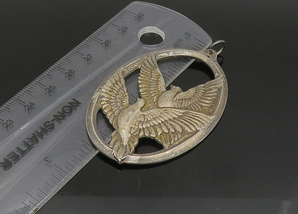 WALLACE 925 Sterling Silver  Vintage Peace On Earth Doves Pendant  PT19424