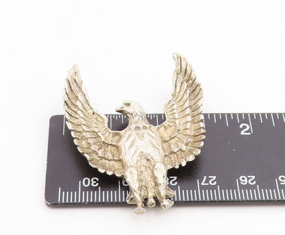 925 Sterling Silver Vintage Pendant Etched Majestic Flying Eagle Charm  PT25932