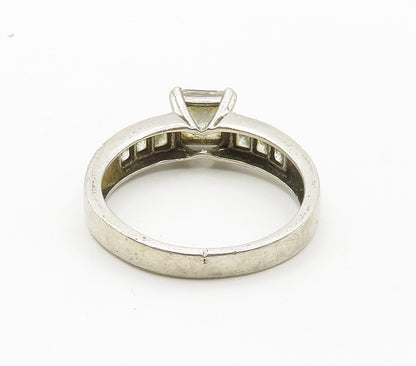 925 Sterling Silver  Cubic Zirconia Solitaire With Accents Ring Sz 10  RG15492