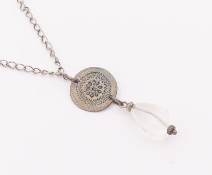 925 Sterling Silver Vintage Necklace SILPADA Etched Circular Chanie Glass NE4237