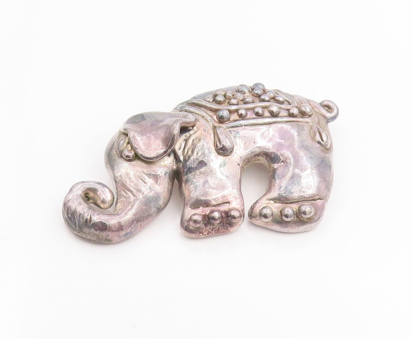 925 Sterling Silver Vintage Brooch ISRAEL Large Figural Lucky Elephant  BP11963