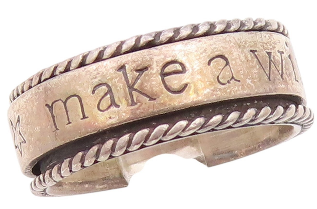 925 Sterling Silver Vintage Ring Antique Make A Wish Etched  Sz 7  RG33257