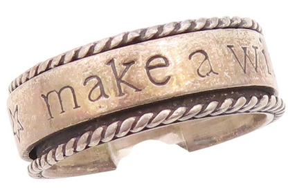 925 Sterling Silver Vintage Ring Antique Make A Wish Etched  Sz 7  RG33257