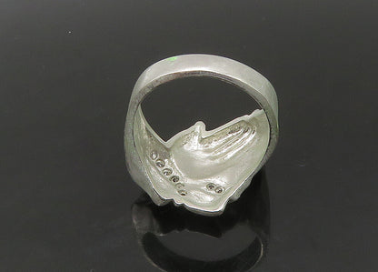 925 Sterling Silver  Vintage Topaz Prayer Hands Large Band Ring Sz 12  RG22431