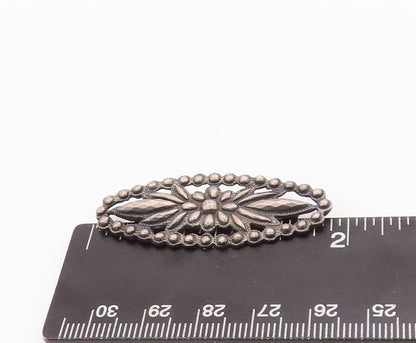 925 Sterling Silver Vintage Brooch Pin MFA Oval Leafy Flower Carved  BP11063