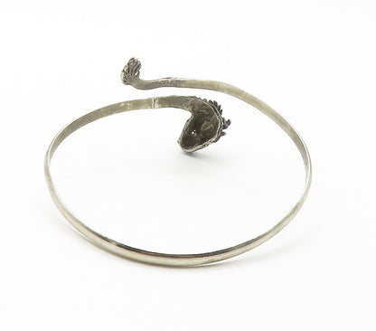 925 Sterling Silver  Vintage Modernist Dragon Bypass Cuff Bracelet  BT5893