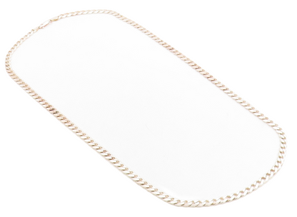 925 Sterling Silver  Vintage Shiny Minimalist Curb Link Chain Necklace  NE1156
