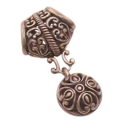925 Sterling Silver  Vintage Dark Tone Pretzel Swirl Floral Pendant  PT19797