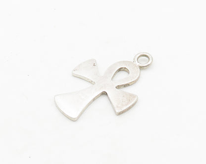 925 Sterling Silver  Vintage Shiny Egyptian Ankh Drop Pendant  PT15496