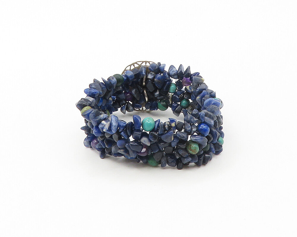 CAROLYN POLLACK RELIOS 925 Silver  Vintage Sodalite Cluster Bracelet  BT6886