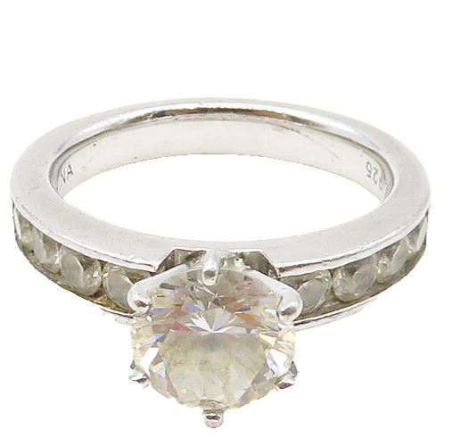 925 Sterling Silver  Cubic Zirconia Solitaire With Accents Ring Sz 6  RG17115